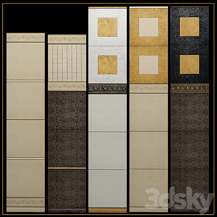 瓷砖栀子兰花水晶角革（100245_正方形_Vray）