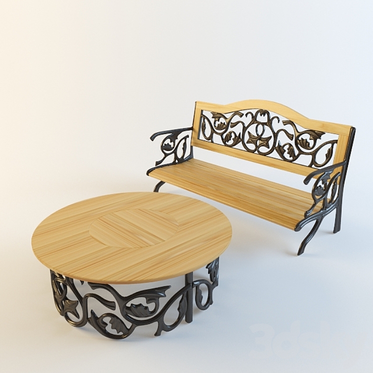 长凳和桌子（11901_长方形_Vray）