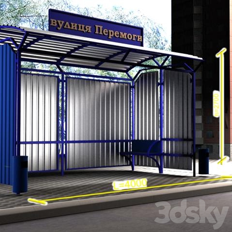 公共汽车站（1452_长方形_Vray）