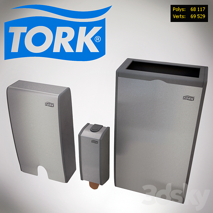Tork-铝制：用于液体肥皂、垃圾的纸巾分配器（187662_长方形_Vray）