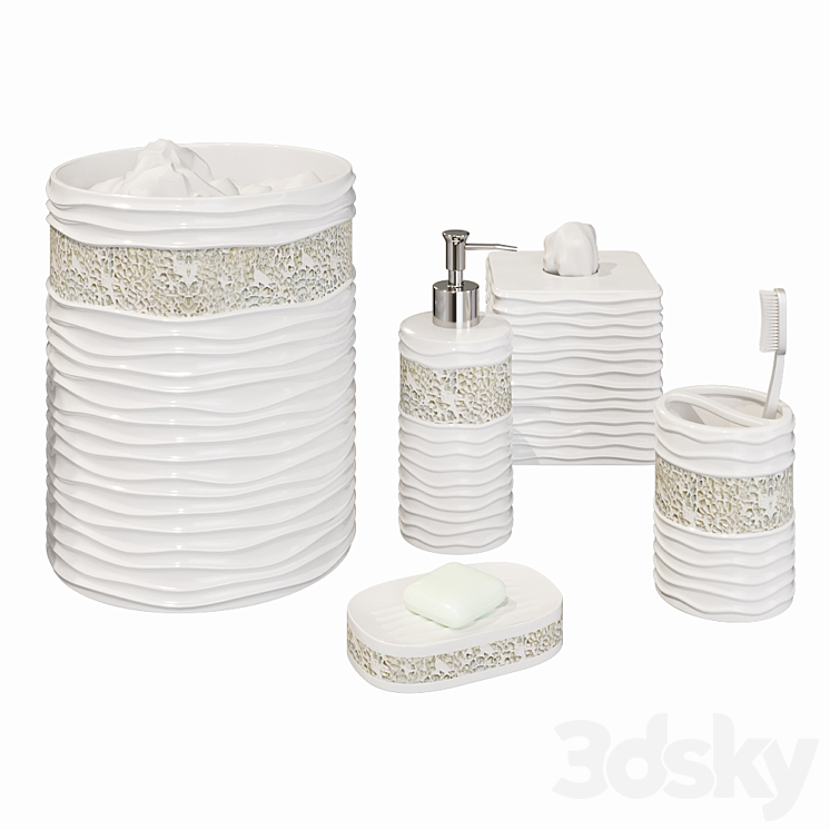 波浪马赛克白色浴室配件（1885759__Vray,Corona）