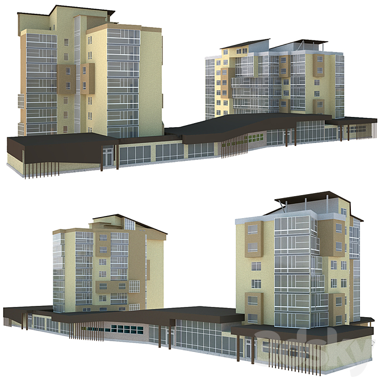 带扩建的高层建筑（2375540__Vray）