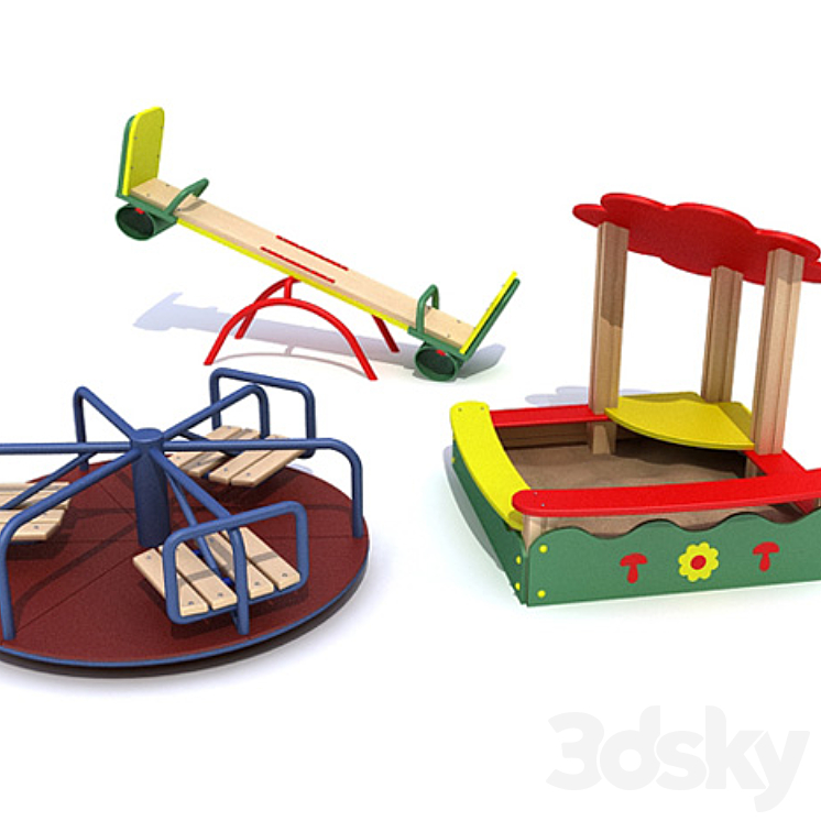 Ksil沙箱、转盘、摇椅（2419_正方形_Vray）