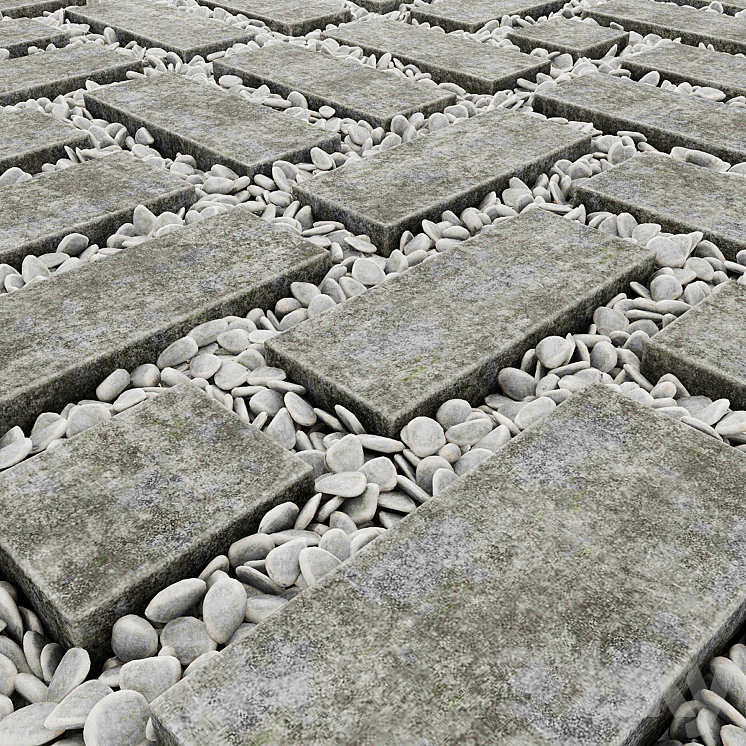 面积板卵石（2602701_长方形_Vray）