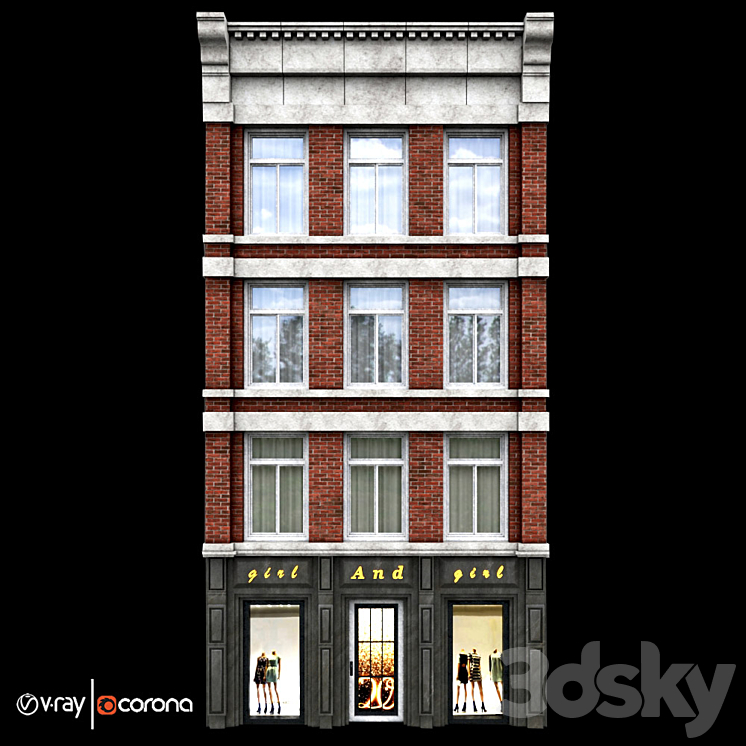 经典住宅楼volA4-豪华商店（2606436_长方形_Vray,Corona）