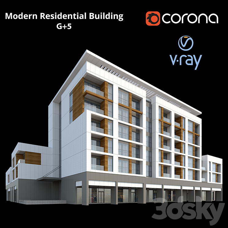 现代住宅楼G+5（2850962_长方形_Vray,Corona）