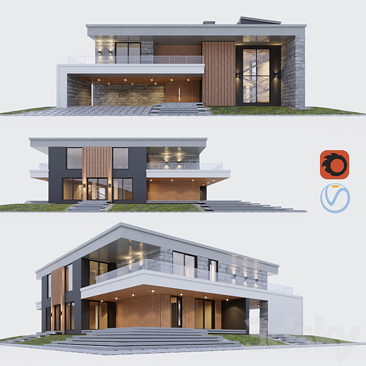 现代别墅（3035506_正方形_Vray,Corona）