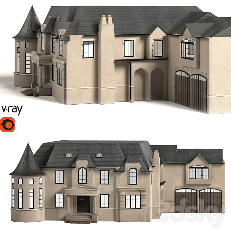 法国房子（3087489_多边形_Vray,Corona）