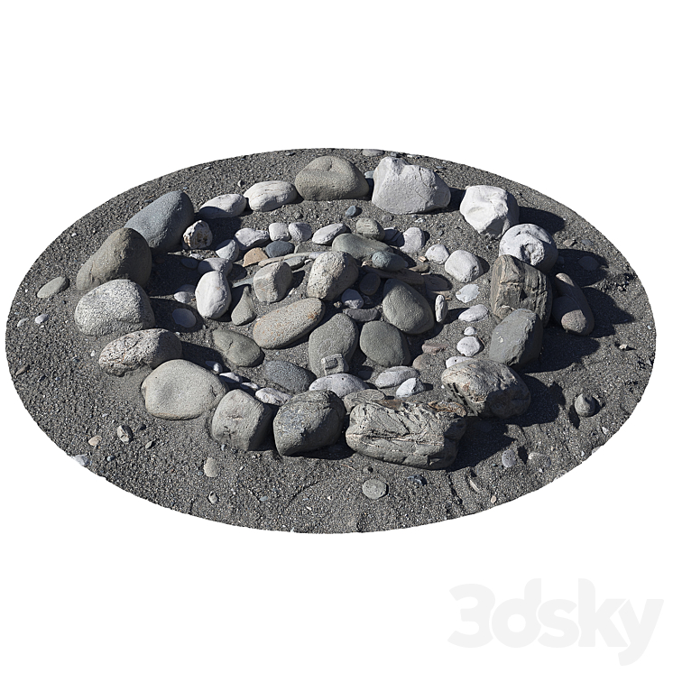 地上堆着石头（3775293_圆形_Vray）