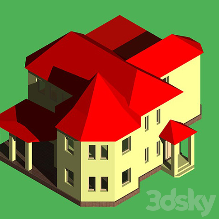 红屋顶的房子（48407__Vray）