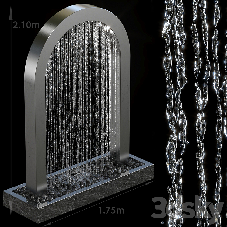 瀑布喷泉010（4857560_长方形_Vray）