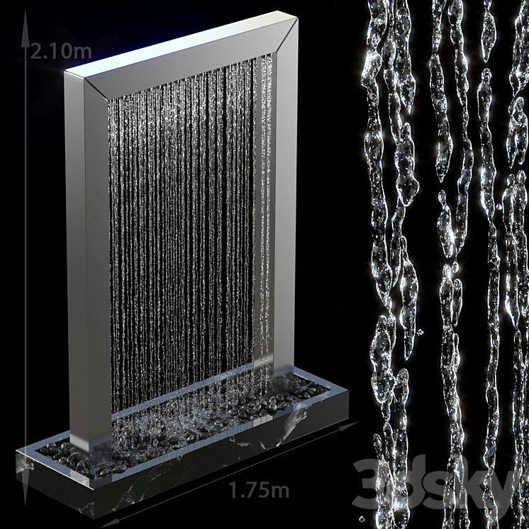 瀑布喷泉011（4857650_长方形_Vray）