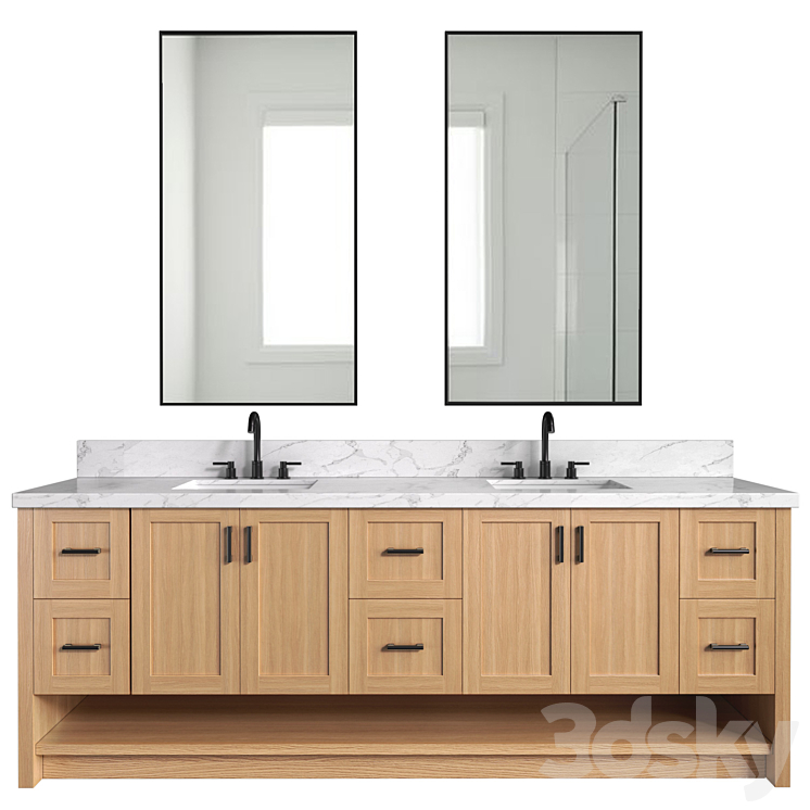 现代风格的带洗脸盆的浴室柜。浴室家具。浴室水槽柜（4992678_长方形_Vray,Corona）