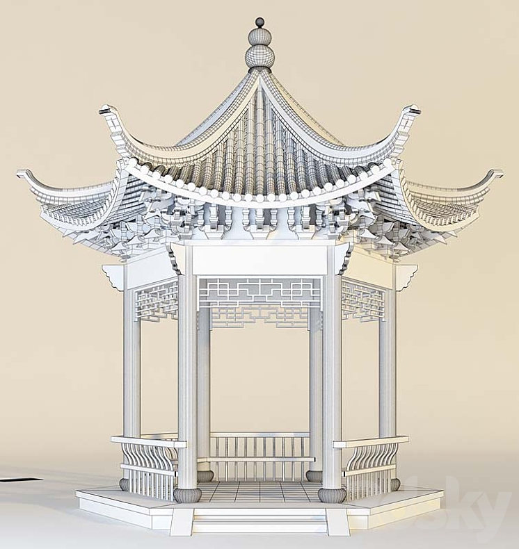 中国凉亭（51814_多边形_Vray）