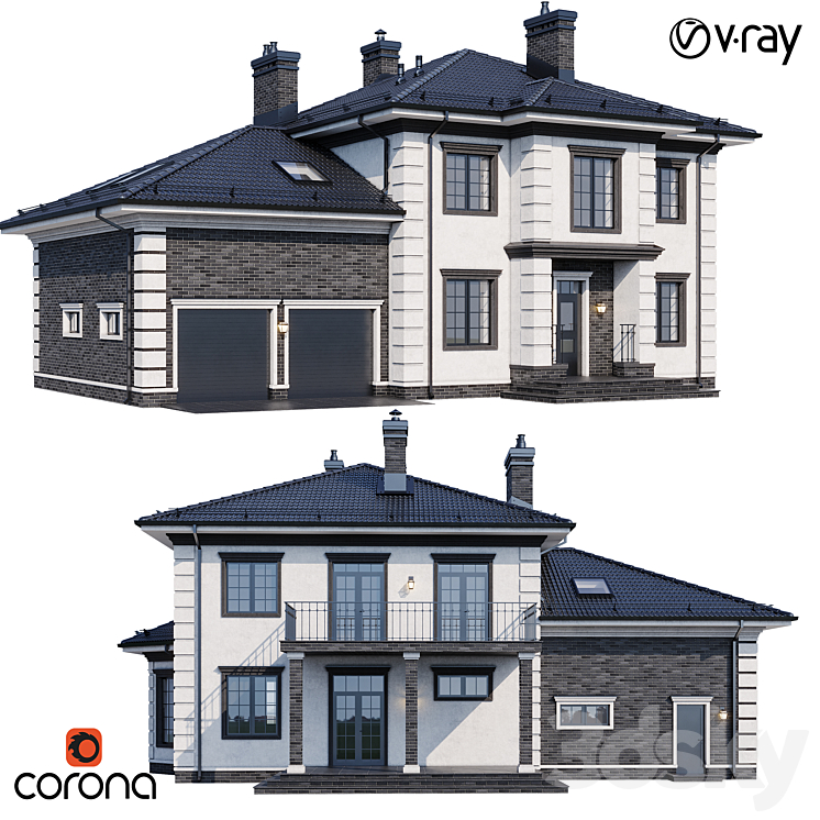 现代住宅v75（5873359_正方形_Vray,Corona）