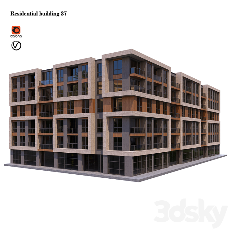 住宅楼37（6211507_长方形_Vray,Corona）