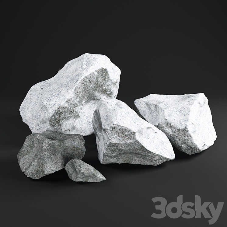 山石_雪（623946__Vray）