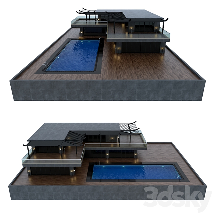 带游泳池的房子（6305446_正方形_Vray）