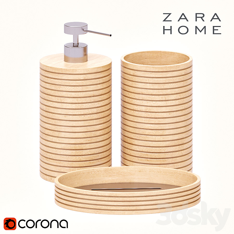 浅色木质浴室配件（670084_圆形_Corona）