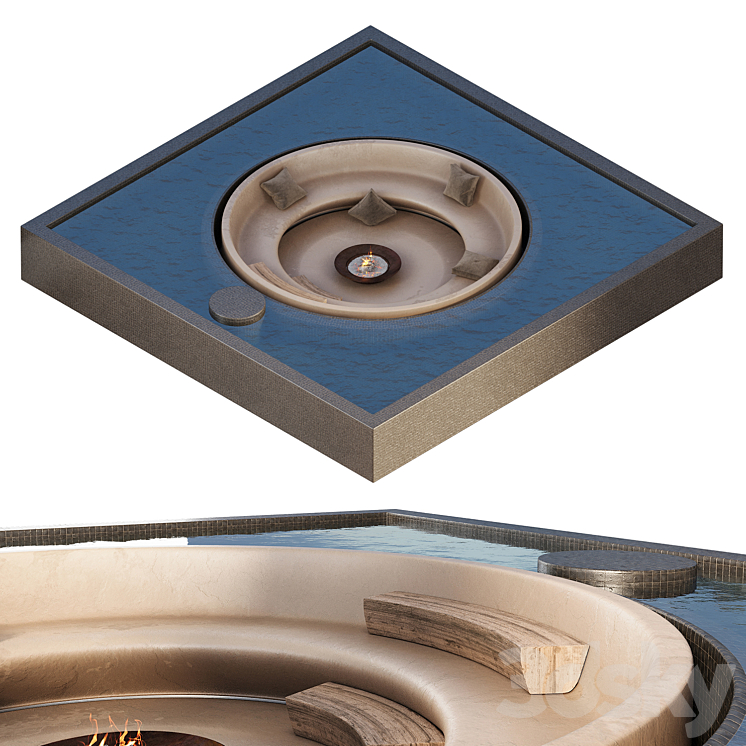 游泳池设有壁炉的休闲区（6753864_正方形_Corona）