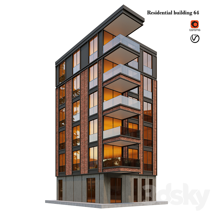 住宅楼64（6808792_长方形_Vray,Corona）