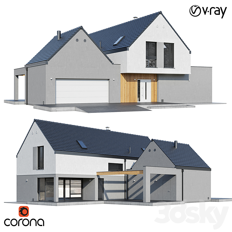 现代住宅V88（6994046_三角形_Vray,Corona）