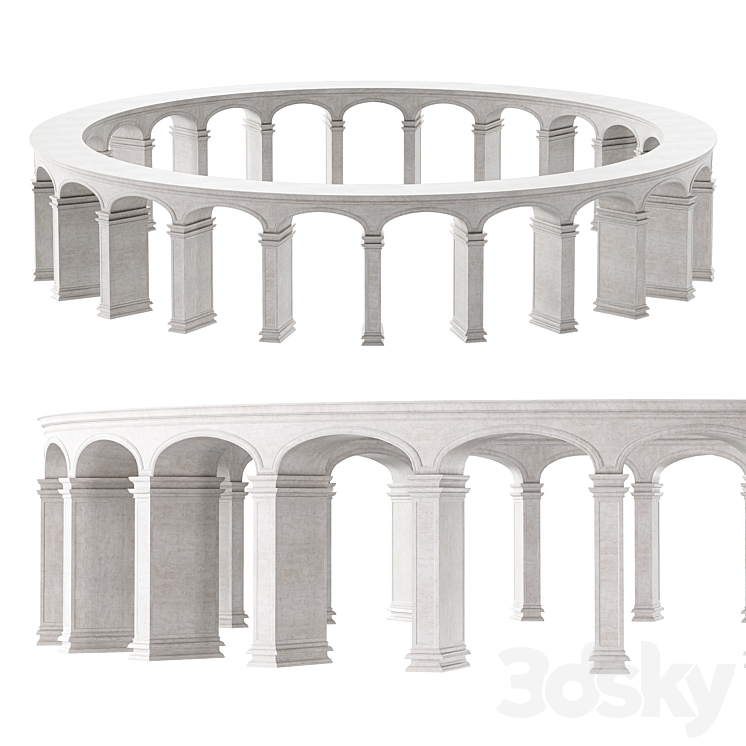 古典圆形大理石柱廊，带大立柱（7569914_圆形_Vray,Corona）