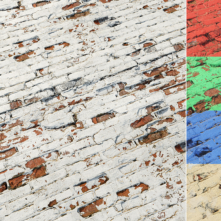 旧彩绘砖墙05。固体（7678218_正方形_Vray,Corona）