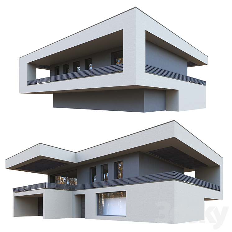 现代别墅住宅楼02（7747776_长方形_Vray）