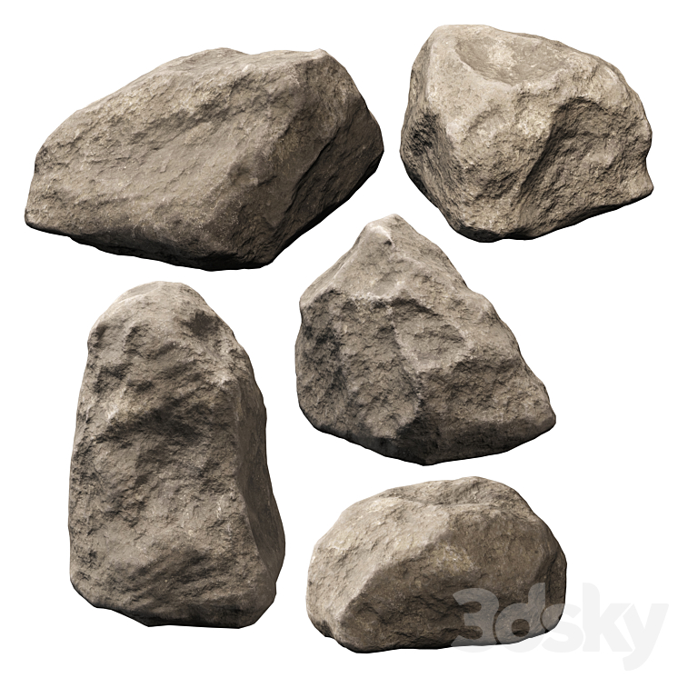 低多边形岩石套装07（7853161_不规则_Vray,Corona）