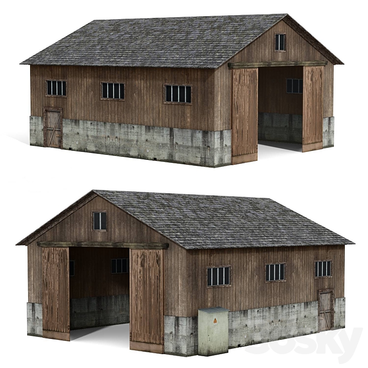 LowPoly木结构建筑03（7887282_长方形_Vray）