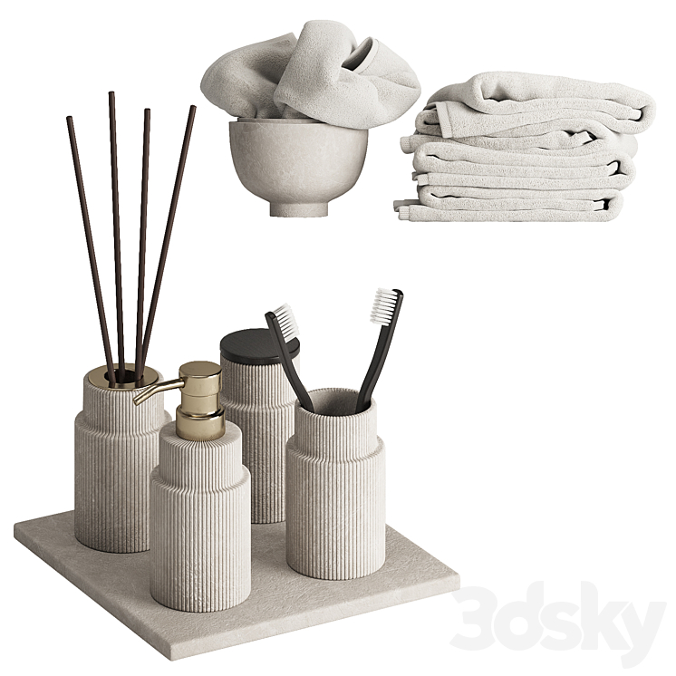 石材浴室套装001（8252187_圆形_Vray）