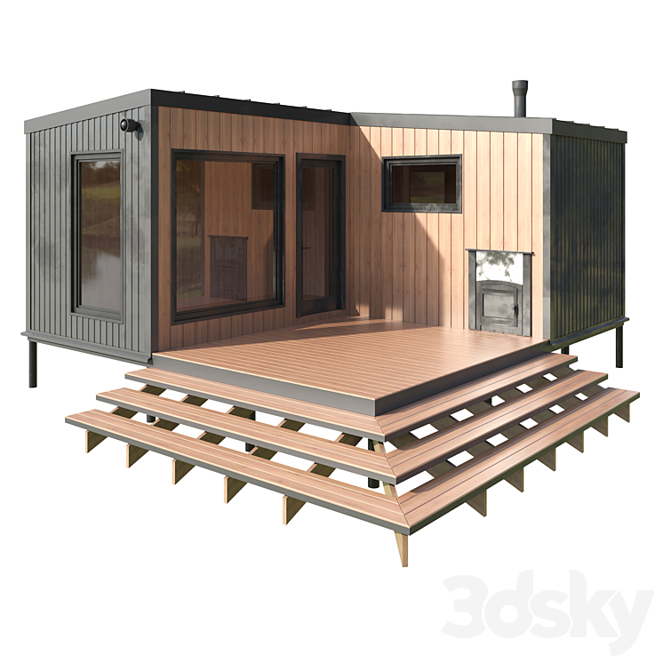 一层模块化房屋，带露台和桑拿浴室（8310802_角_Corona）