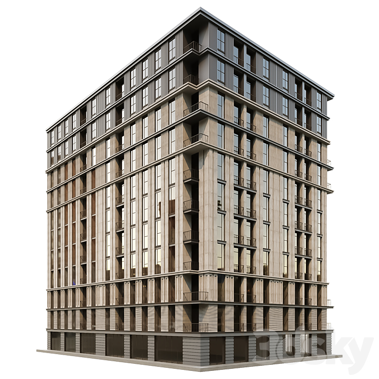 现代城市转角公寓楼——模块化立面（8311072_长方形_Vray,Corona）