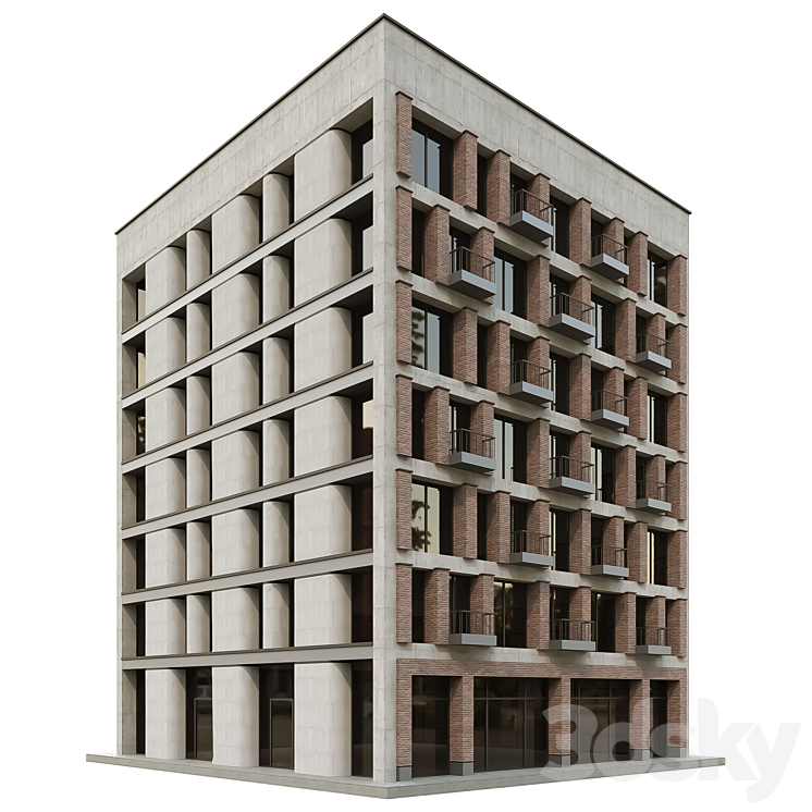 四个独特立面的模块化城市公寓楼（8311290_长方形_Vray,Corona）