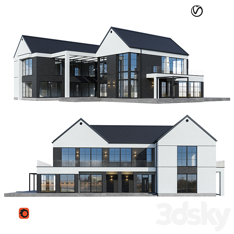 现代住宅V147（8347443_长方形_Vray,Corona）