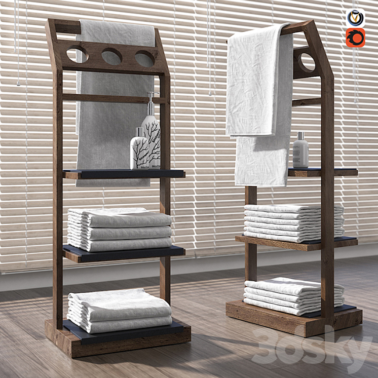 浴室架子Gunter木制v1（948113_长方形_Vray）